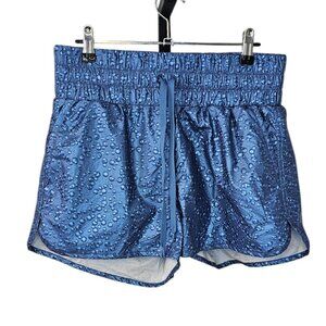 ZYIA Womens Bubble Shorts, High Rise, Blue, Lined, Tie Waist, Size Medium